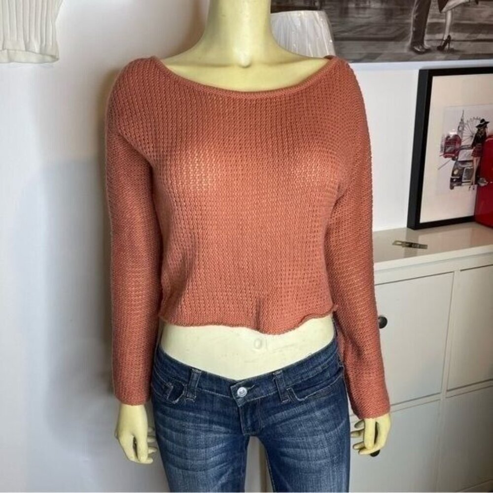 MAK Pink Crop Top Knit Sweater Size S - Picture 2 of 8